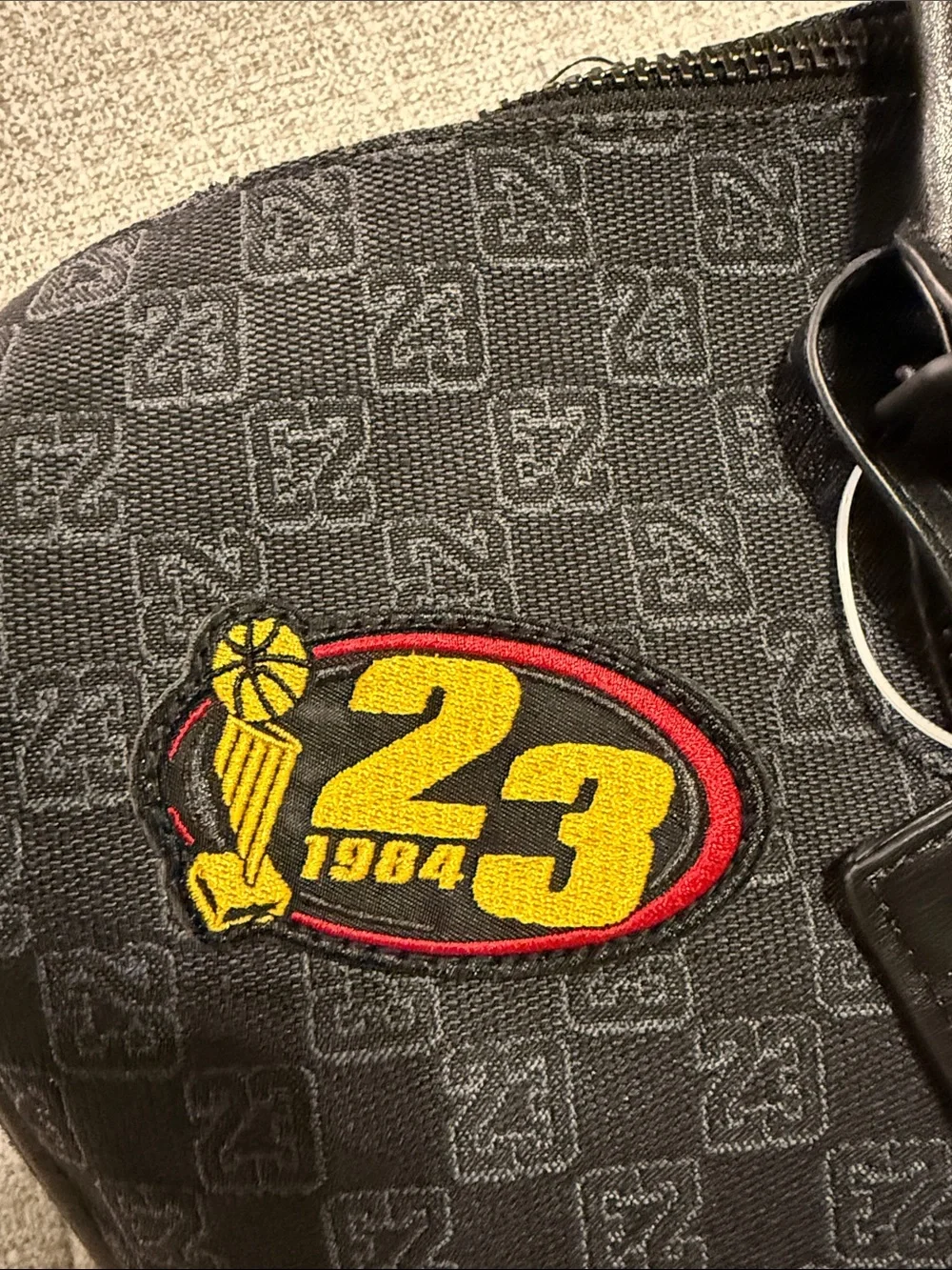 Jordan Black Patchwork Duffel Bag with Embroidered Logos